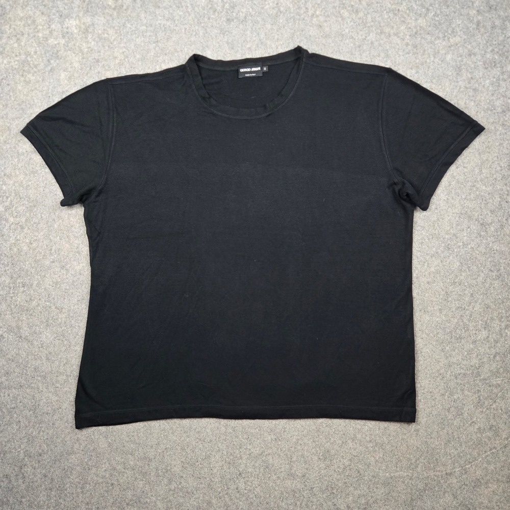 Giorgio Armani T Shirt Mens 60 XL Black Silk Blend Luxury Made in Italy Crewneck